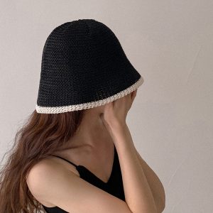 配色ヘムリネンニットバケットハット・p531182