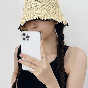 配色ヘムペーパーヤーンバケットハット・p570183